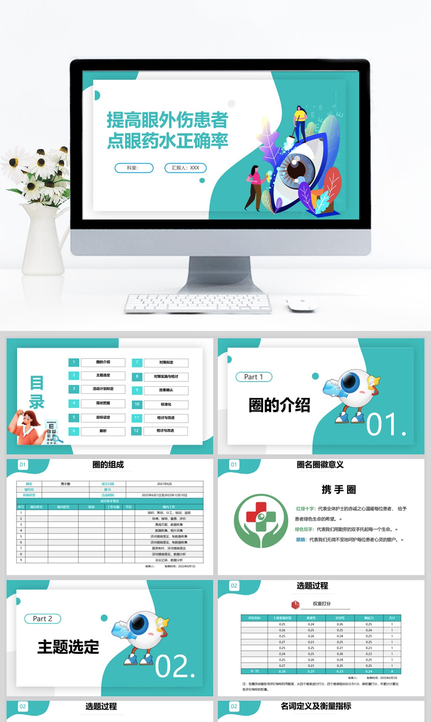 提高眼外伤患者点眼药水正确率PDCA品管圈PPT模板