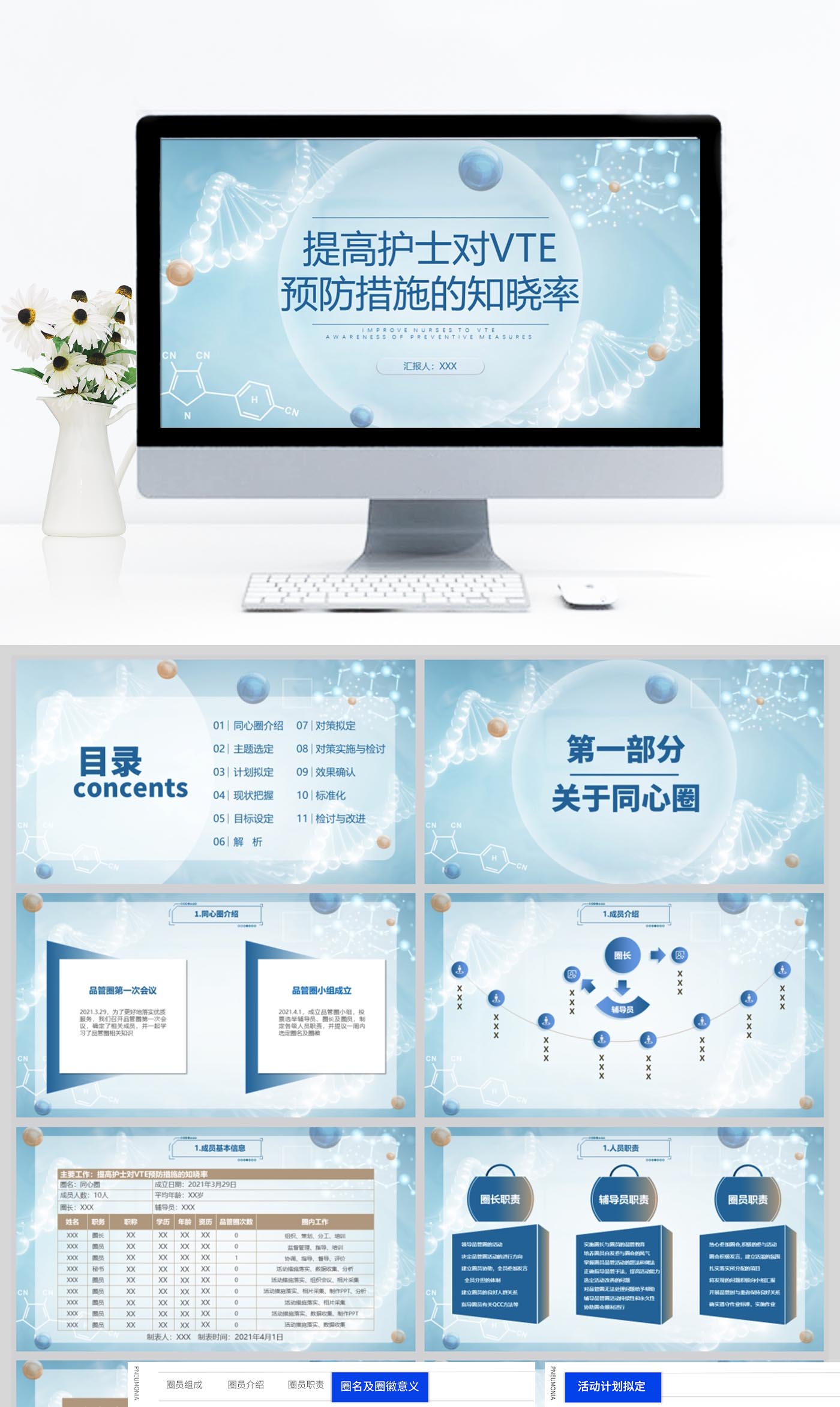 提高护士对VTE预防措施的知晓率PDCA品管圈PPT模板