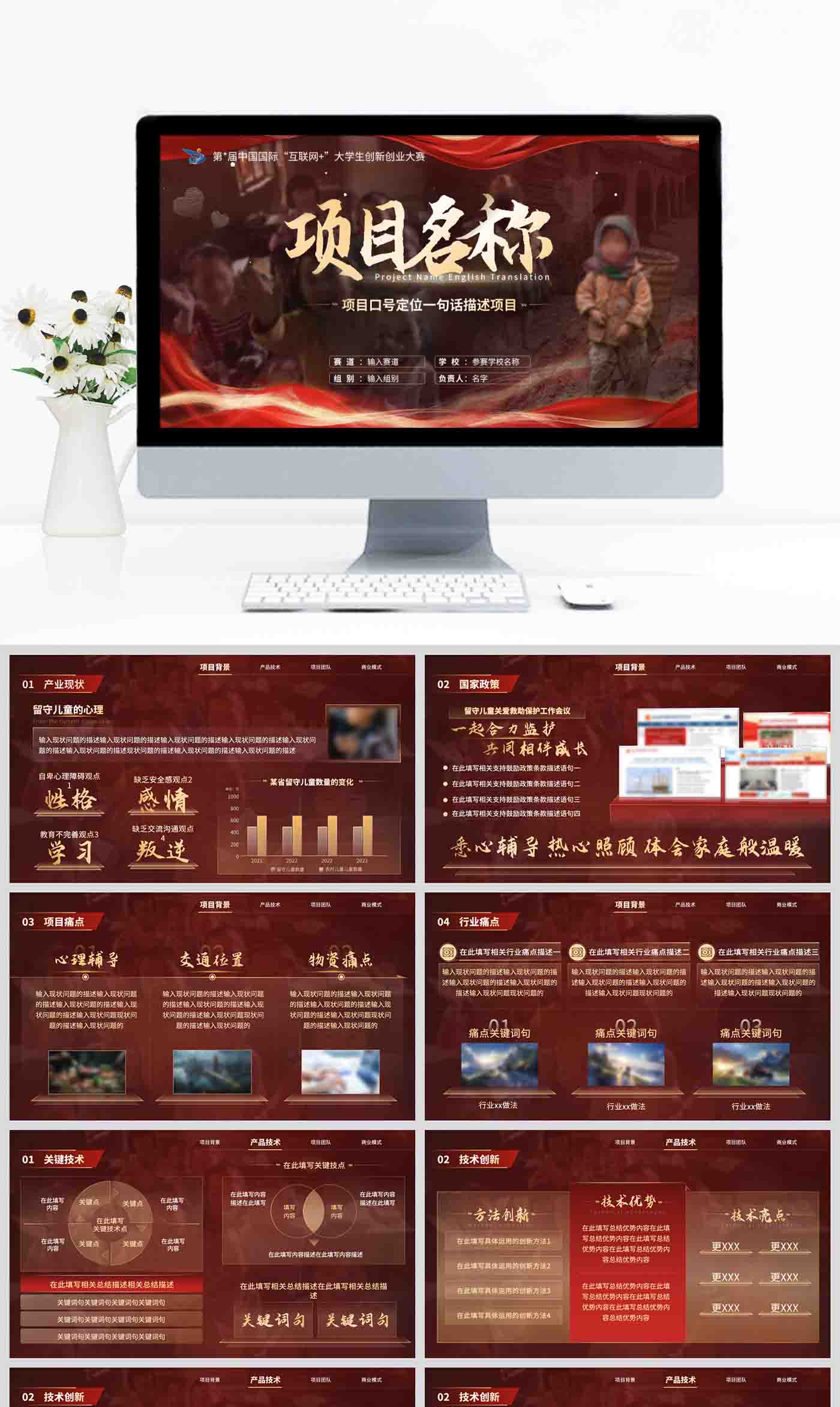 教育公益项目创新创业大赛国金PPT美化排版设计