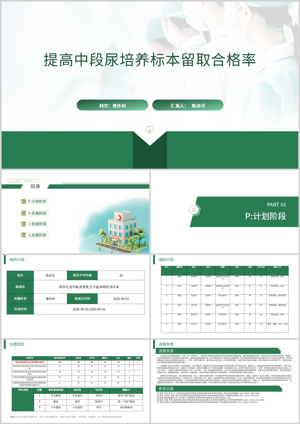 提高中段尿培养标本留取合格率品管圈PDCA PPT模版