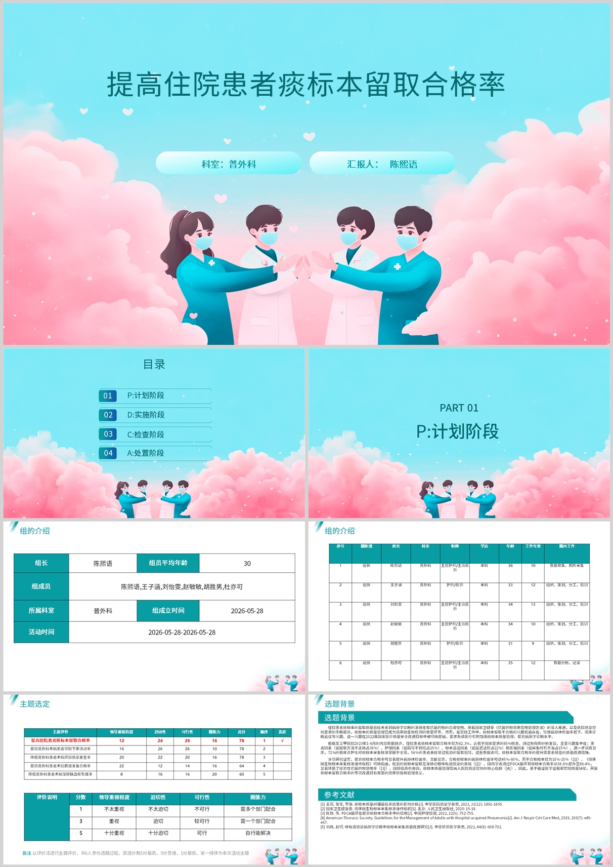 提高住院患者痰标本留取合格率品管圈PDCA PPT模版