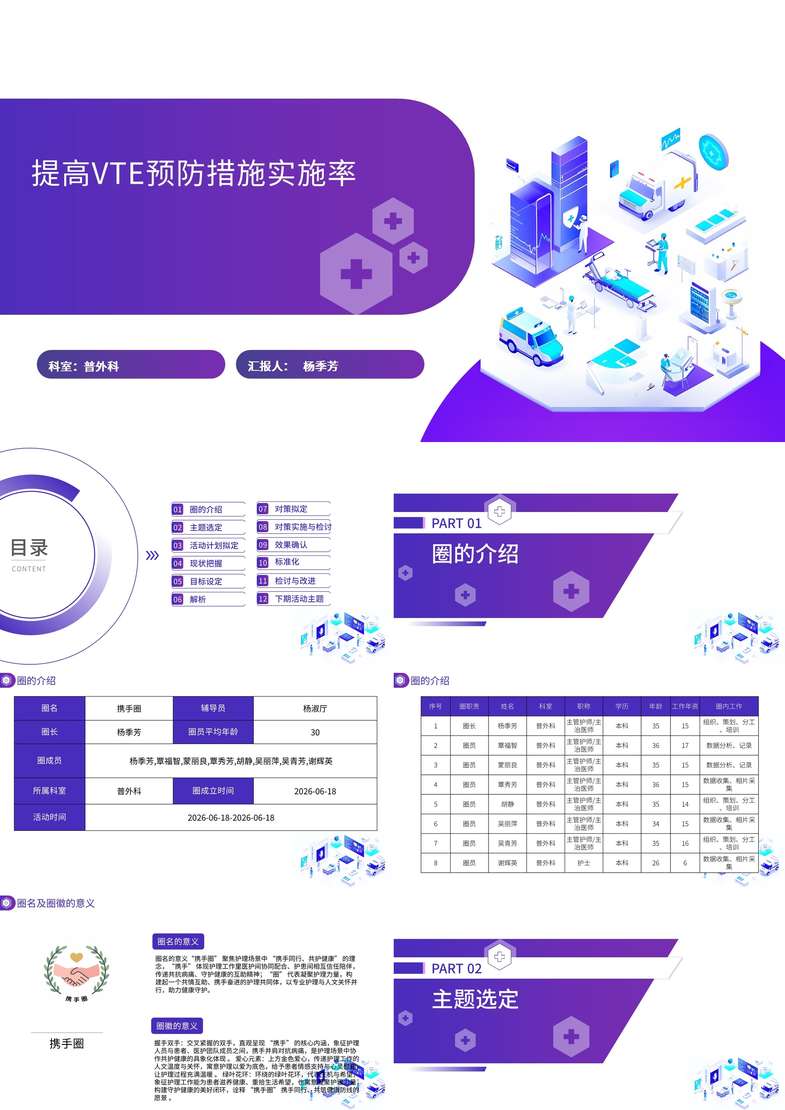 提高VTE预防措施实施率品管圈PDCA PPT模版