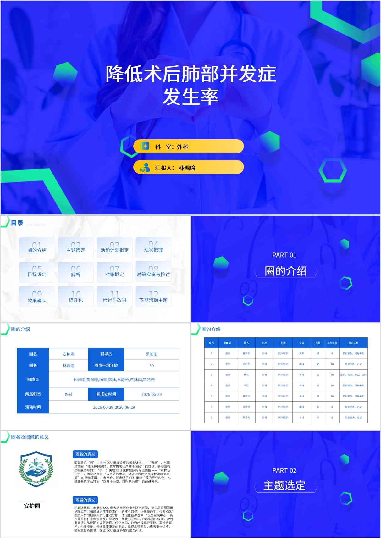 降低术后肺部并发症发生率品管圈PDCA 品管圈PDCA PPT模版