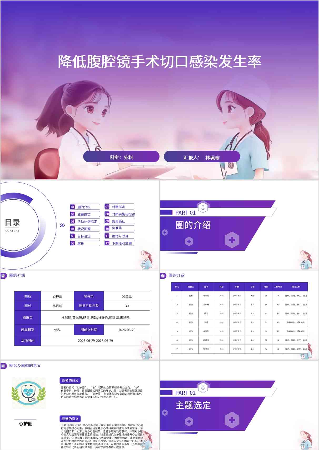 降低腹腔镜手术切口感染发生率品管圈PDCA PPT模版