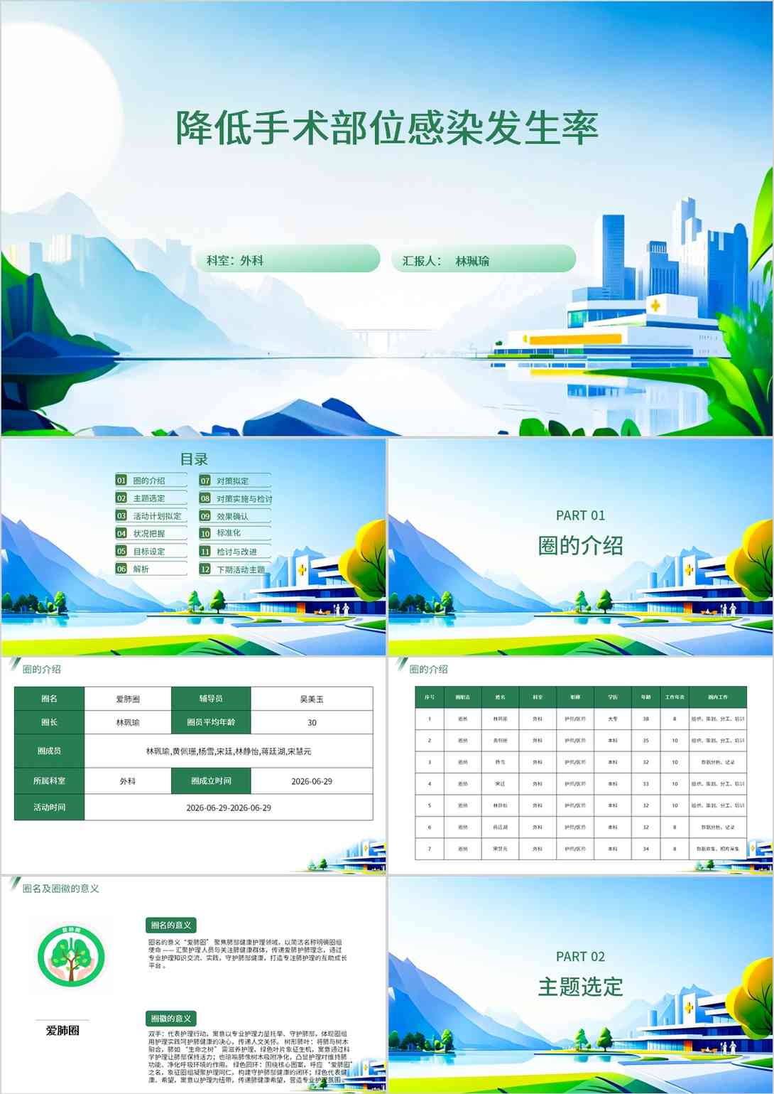 降低手术部位感染发生率品管圈PDCA 品管圈PDCA PPT模版