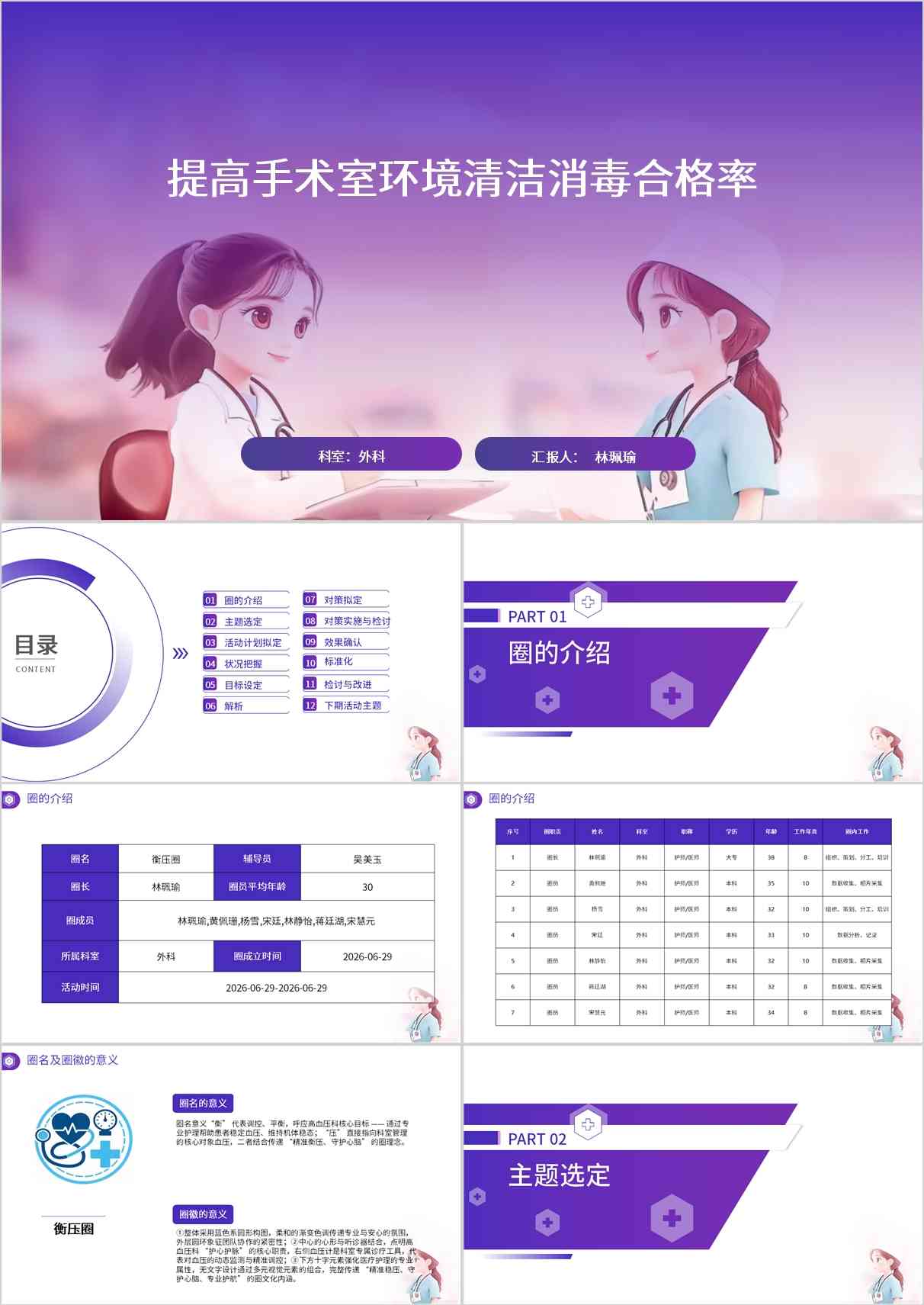 提高手术室环境清洁消毒合格率 品管圈PDCA PPT模版