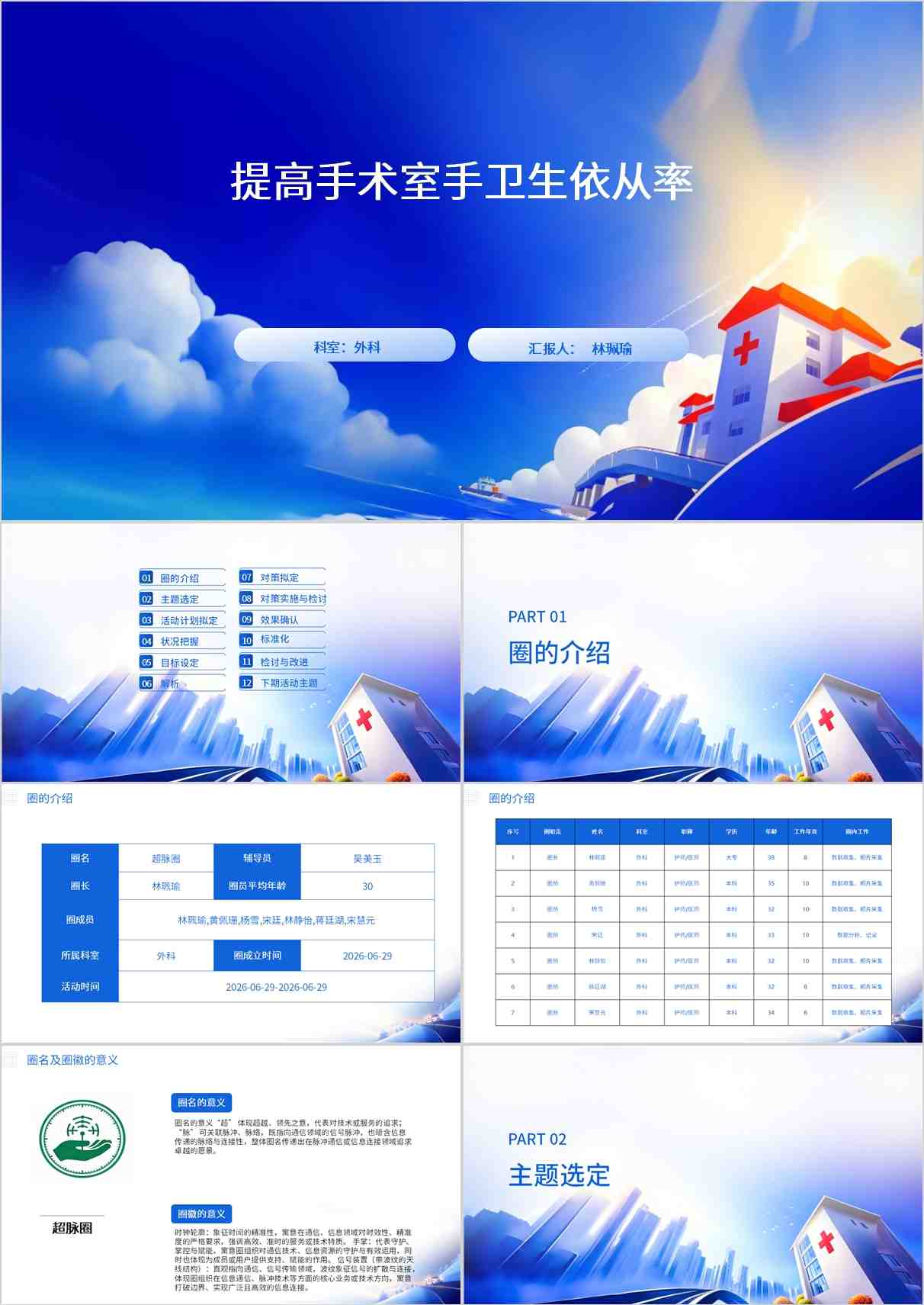 提高手术室手卫生依从率 品管圈PDCA PPT模版