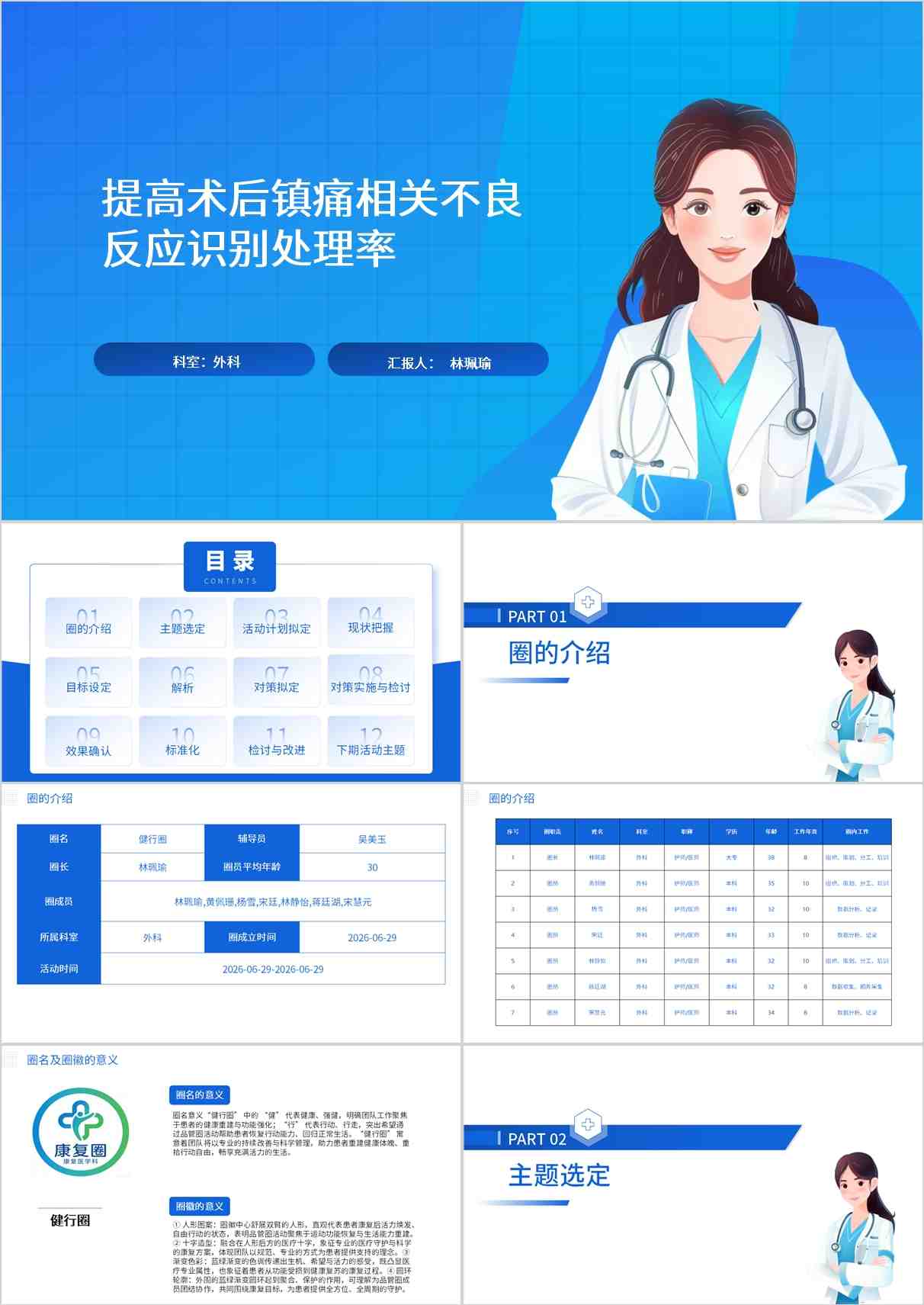 提高术后镇痛相关不良反应识别处理率 品管圈PDCA PPT模版