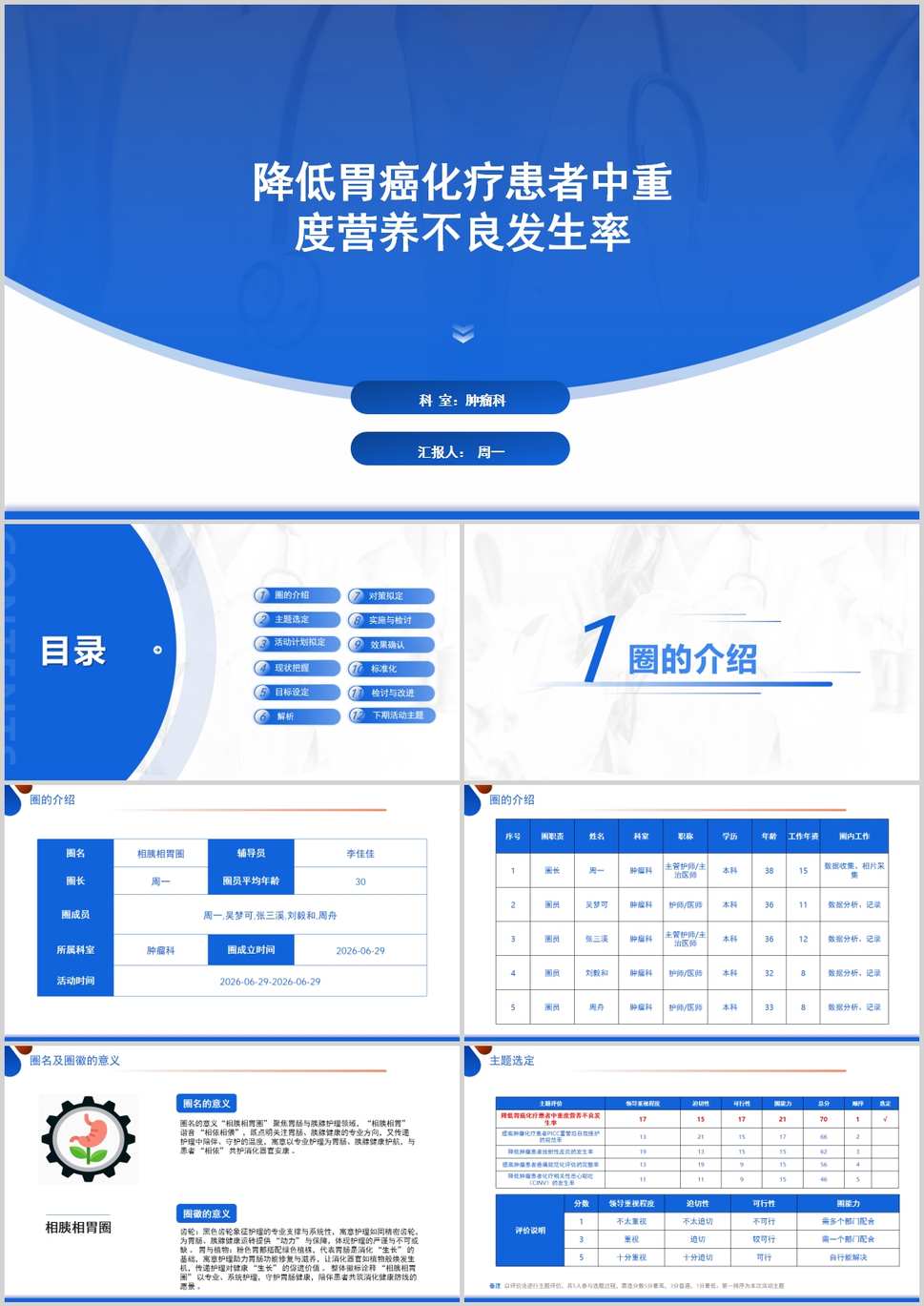 降低胃癌化疗患者中重度营养不良发生率品管圈PDCA PPT模版