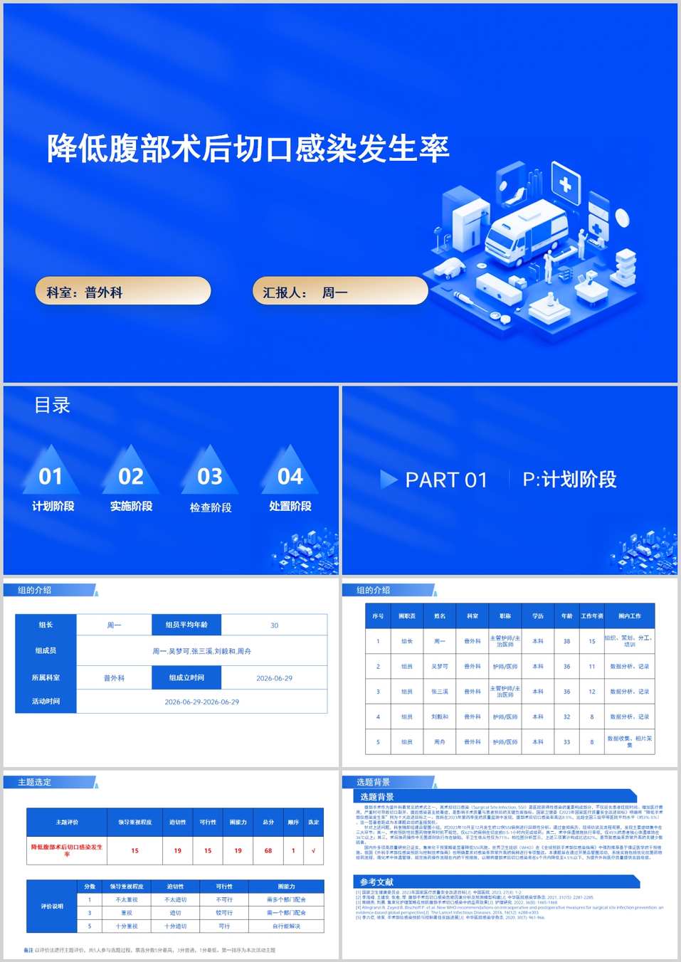 降低腹部术后切口感染发生率品管圈PDCA PPT模版