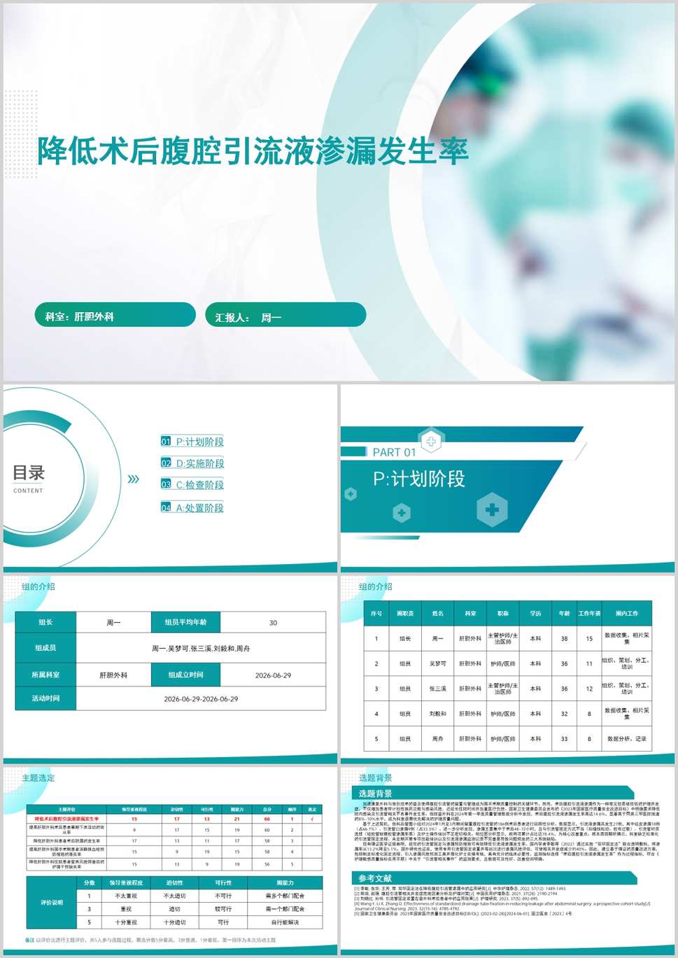 降低术后腹腔引流液渗漏发生率品管圈PDCA PPT模版