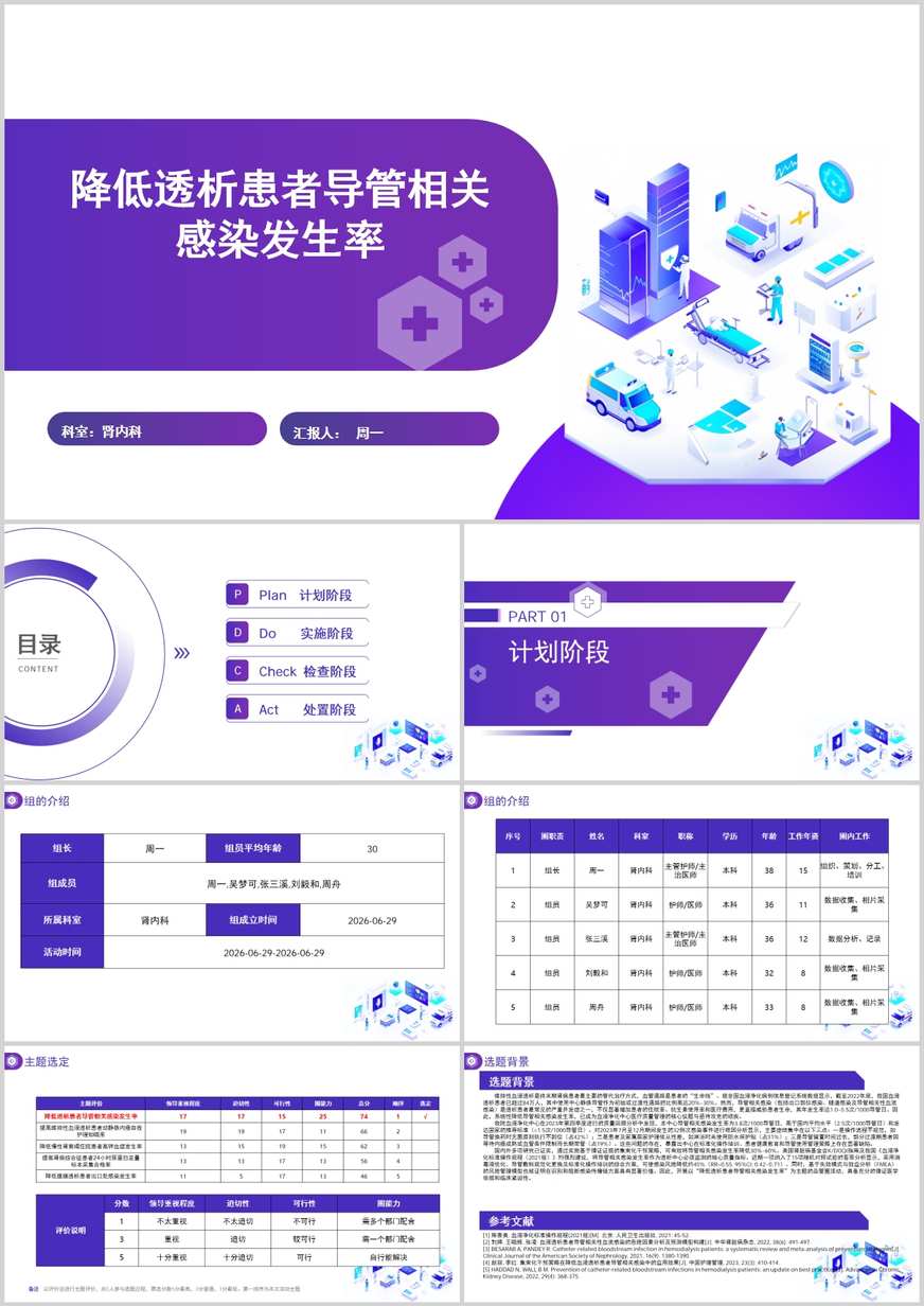 降低透析患者导管相关感染发生率品管圈PDCA PPT模版