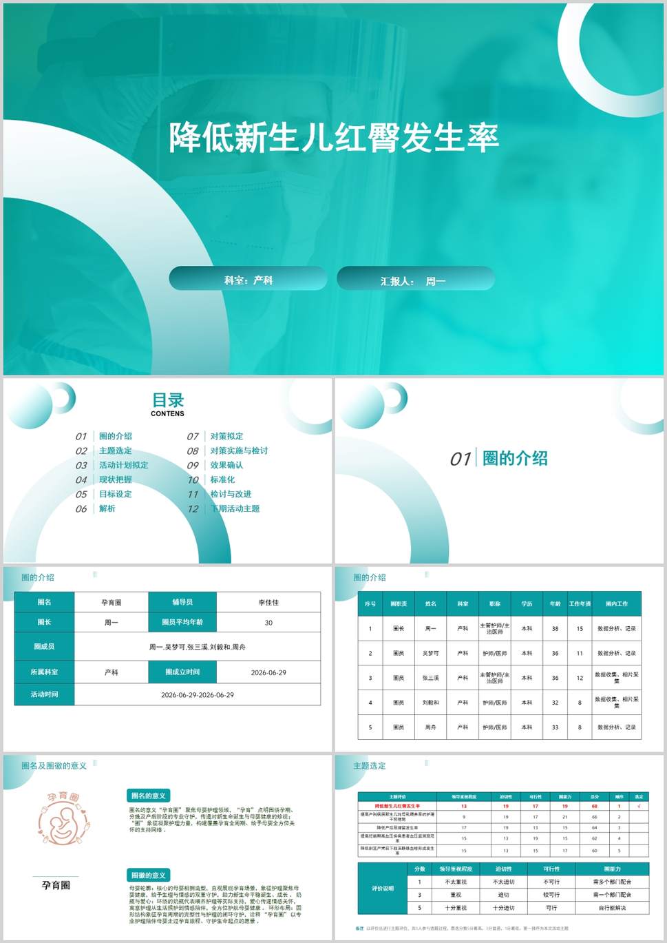 降低新生儿红臀发生率品管圈PDCA PPT模版